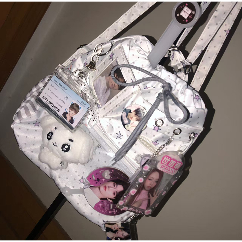 Anime Tote Bag - Gepunkteter Rucksack mit Kordelzug, große Kapazität,
